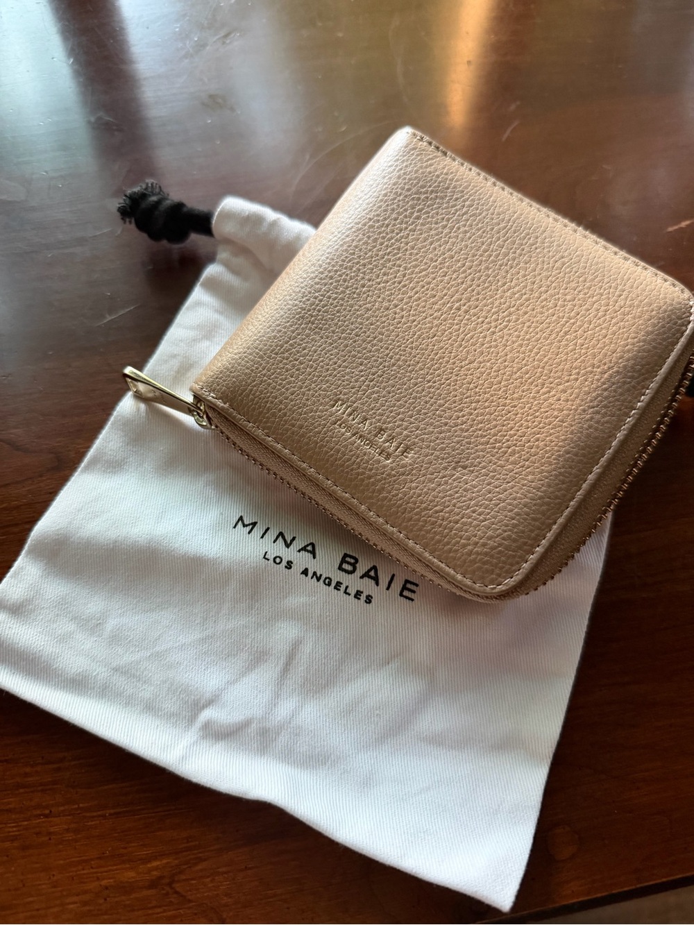Mina Baie Metallic Gold Zip-Around Wallet